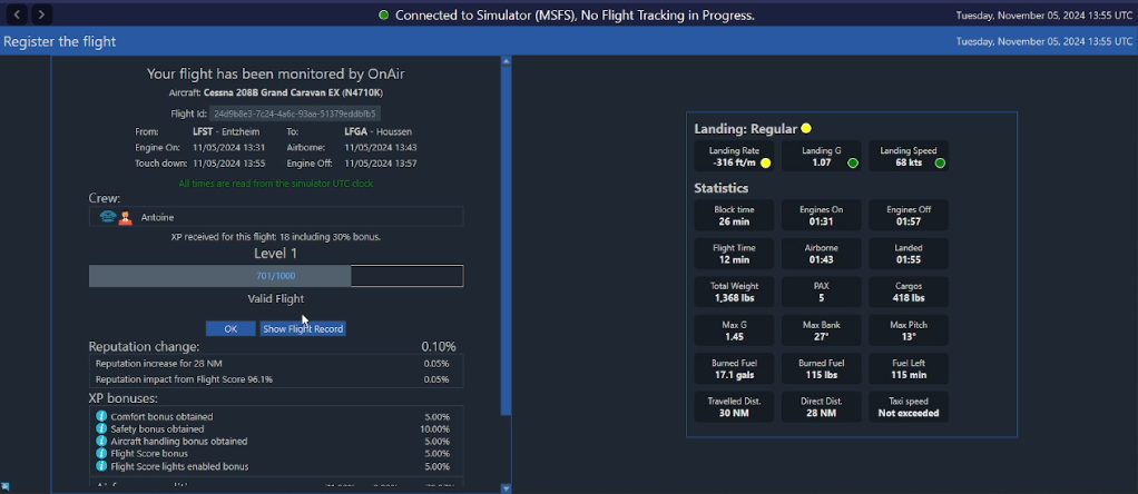 OnAir — flight tracking and scoring interface