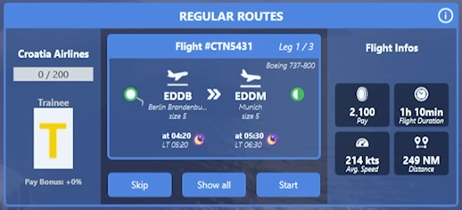 OnAir — scheduled routes and flight planning