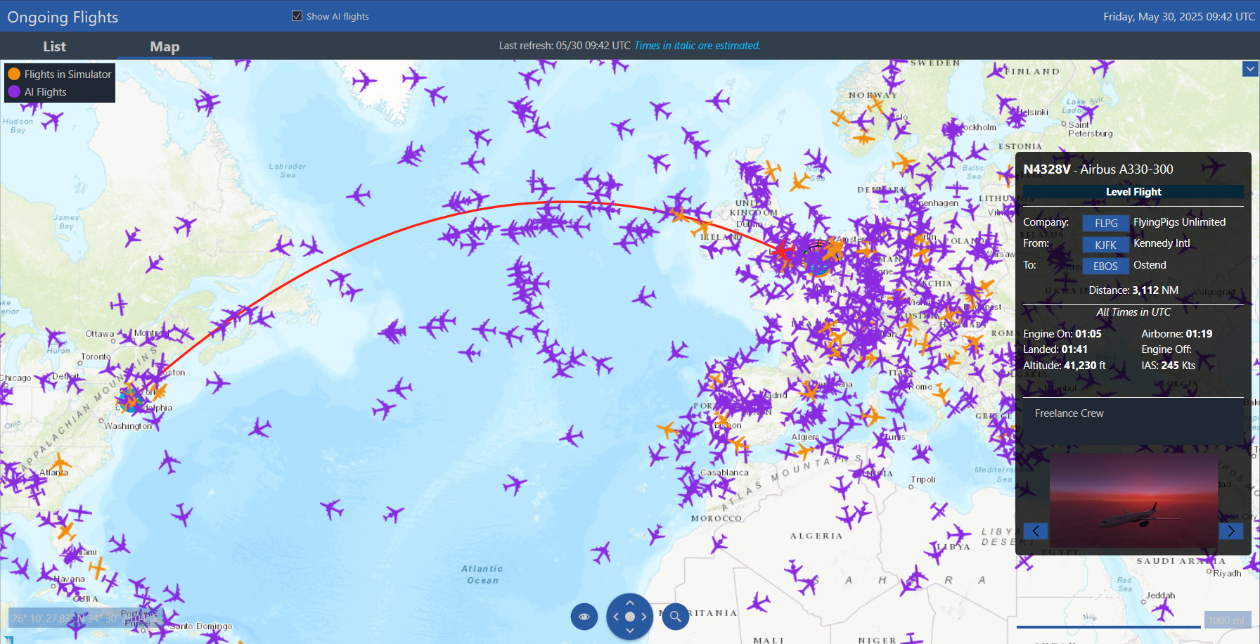OnAir — live multiplayer world map with active flights