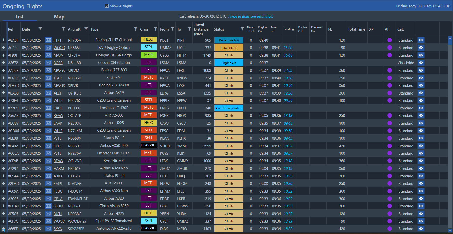 OnAir — live multiplayer world map with active flights