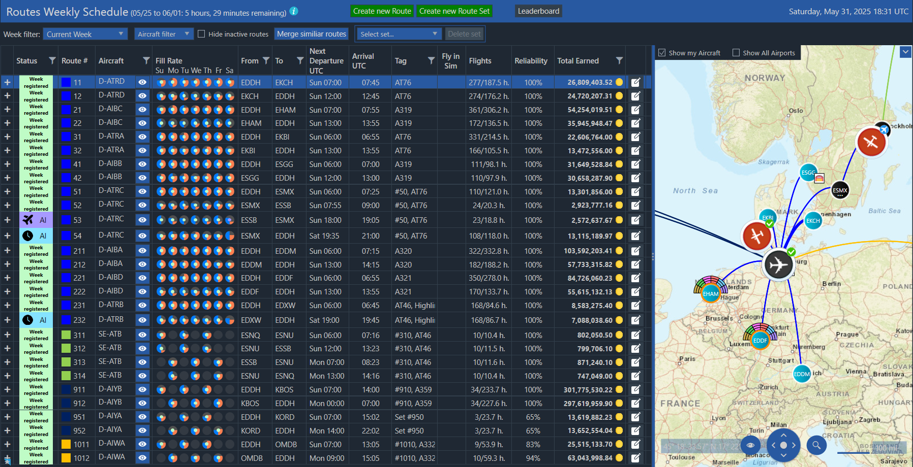 OnAir — scheduled routes and flight planning